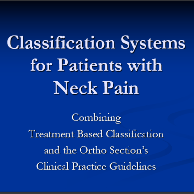 Classification Systems for Patients with Neck Pain